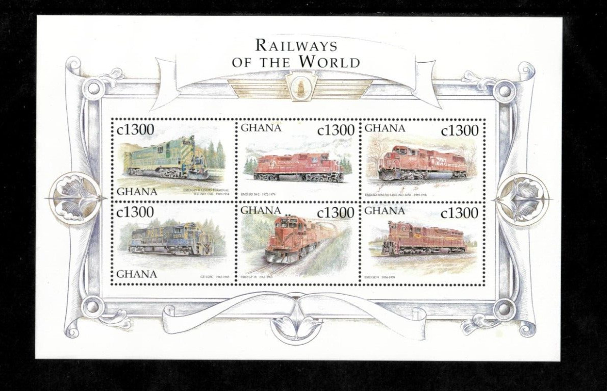 Ghana 1999 - Trains - Sheet of 6 Stamps - Scott #2109 - MNH