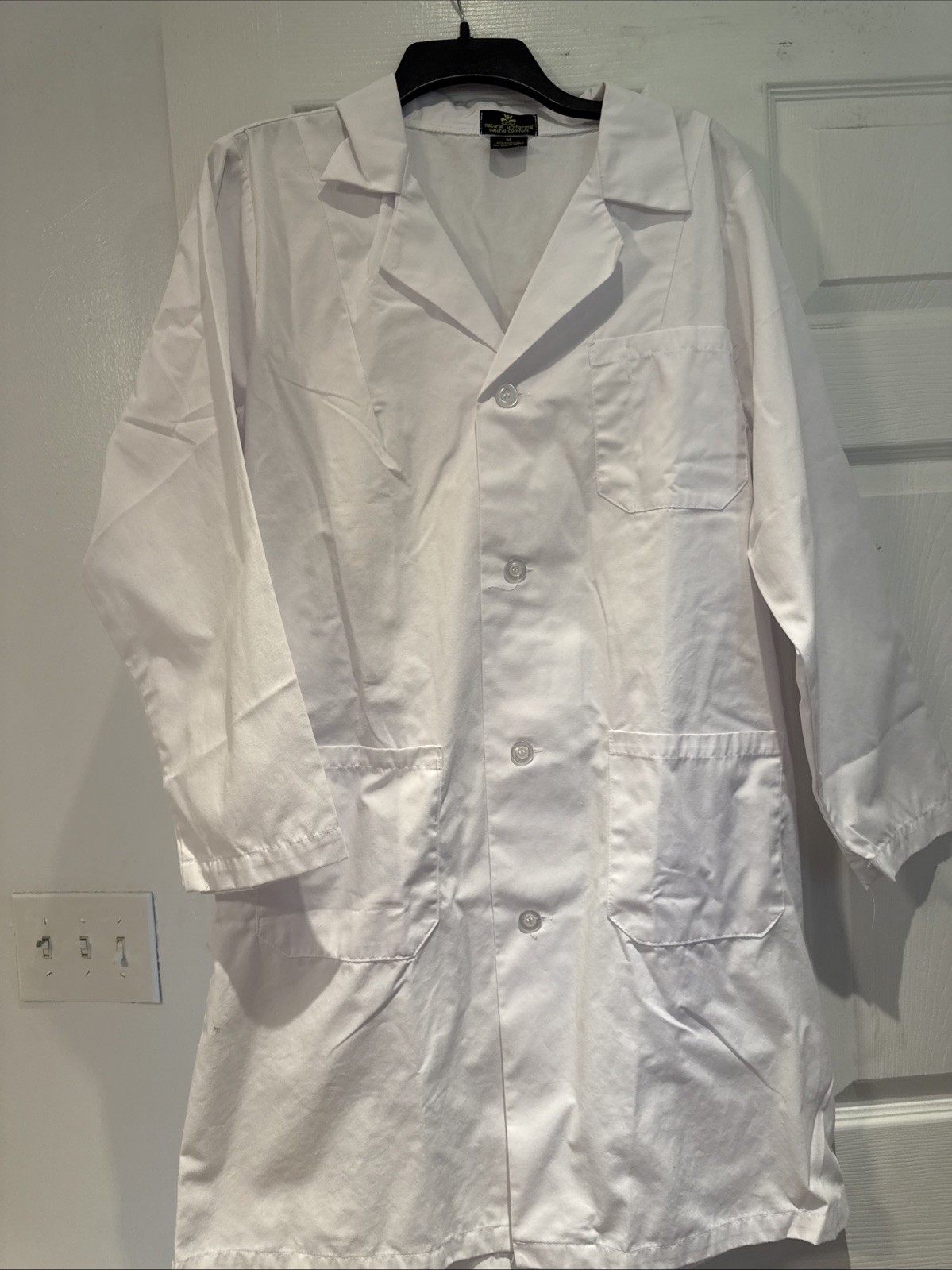 Natural Uniforms Unisex Lab Coat Medium New WO Tags White Dr Nurse Dentist