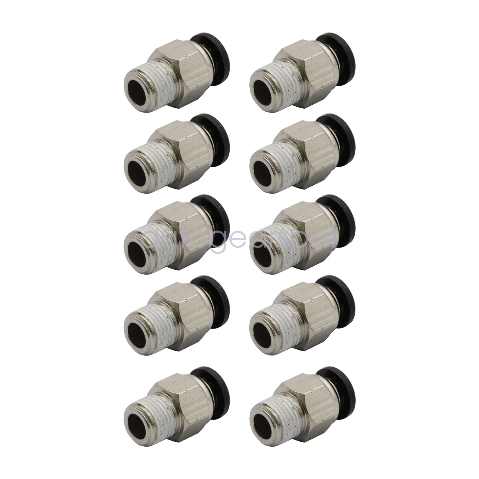 1/4" OD Tube X 1/8" NPT Pneumatic Fitting, Push to Connect Air Fitting (Qty 10)