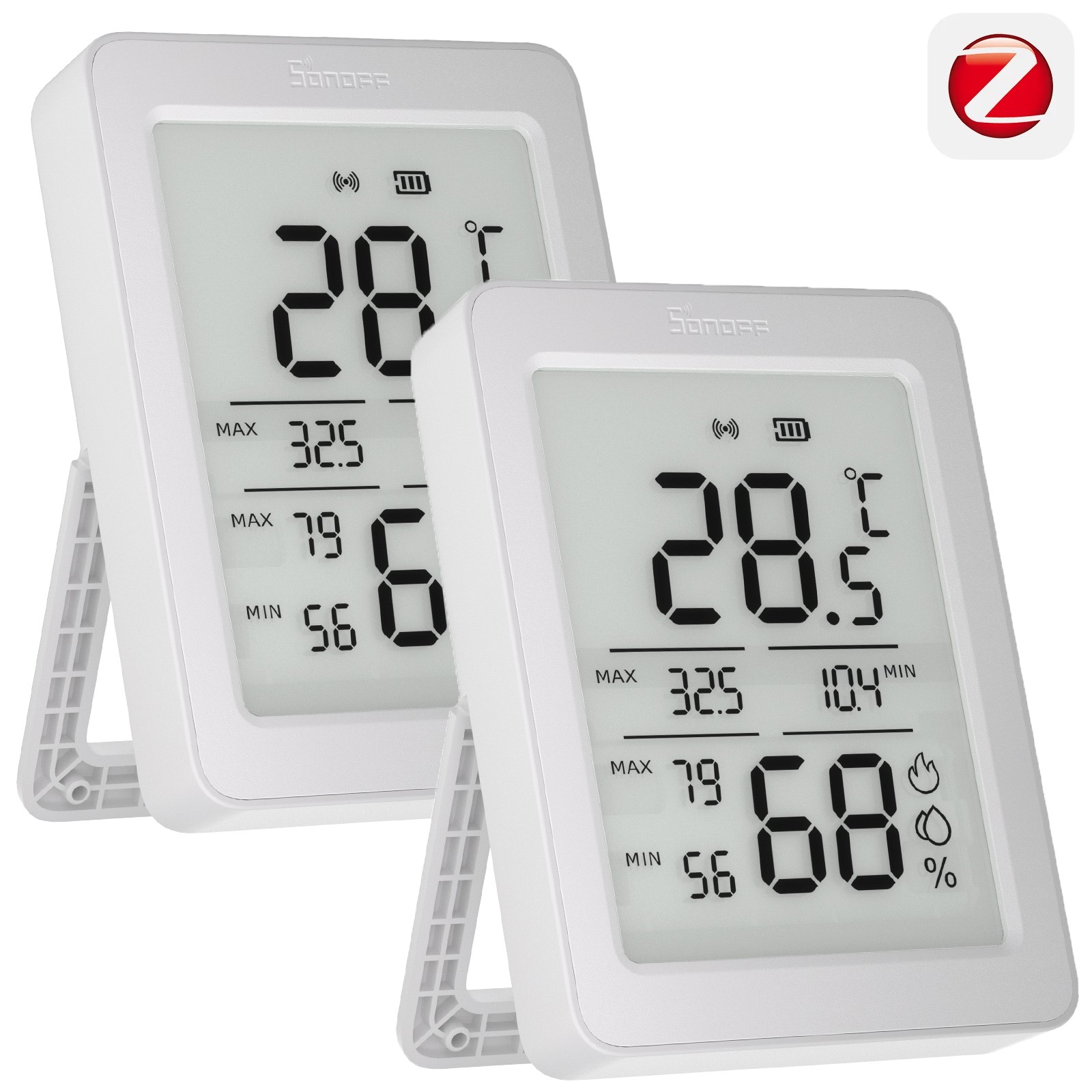 2 Pack SONOFF 3.6'' LCD Zigbee Temperature Humidity Sensor Smart Home SNZB-02DR2