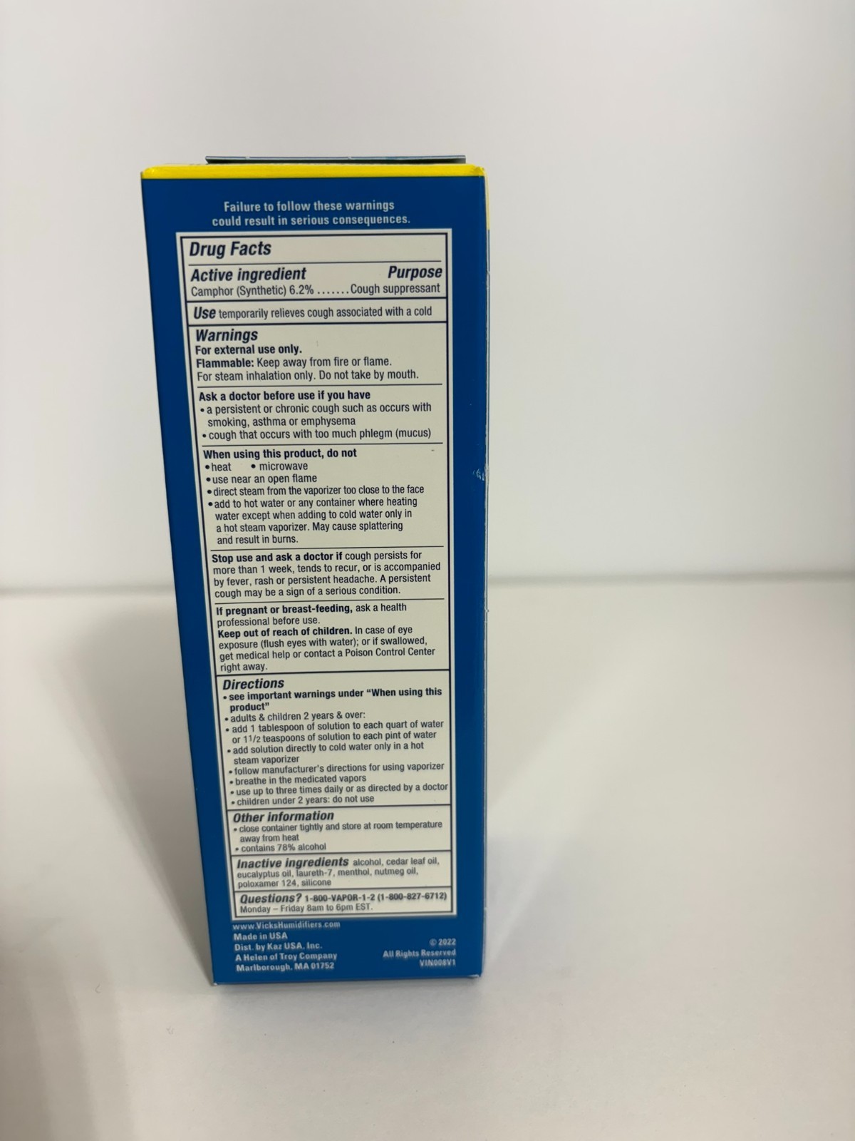 Vicks Vapo Steam for Hot Steam Humidifier Cough Suppressant 8oz