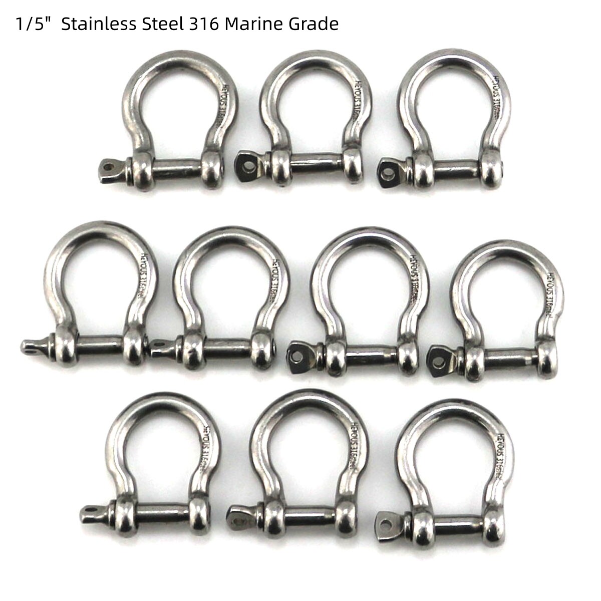 10 Pack 1/5" Stainless Steel Mini Shackle D Rings, New
