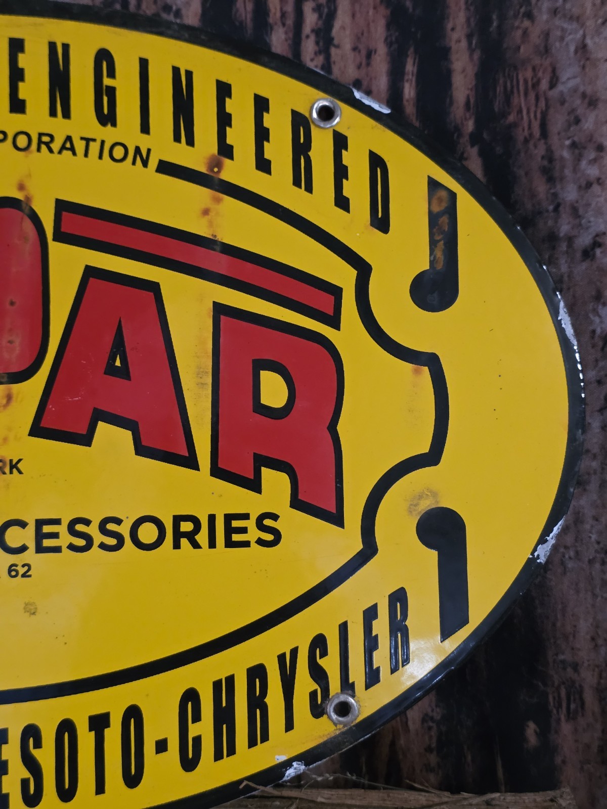 VINTAGE MOPAR PARTS & SERVICE CHRYSLER PORCELAIN DEALER SIGN 16.5" X 11"