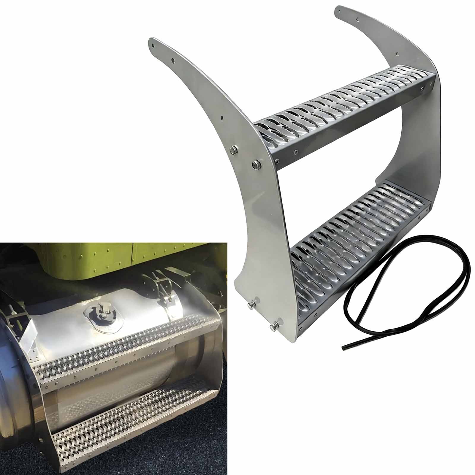 26" Fuel Tank Step For Peterbilt 389 All Models Silvery Non-Slip Fuel Tank Stair