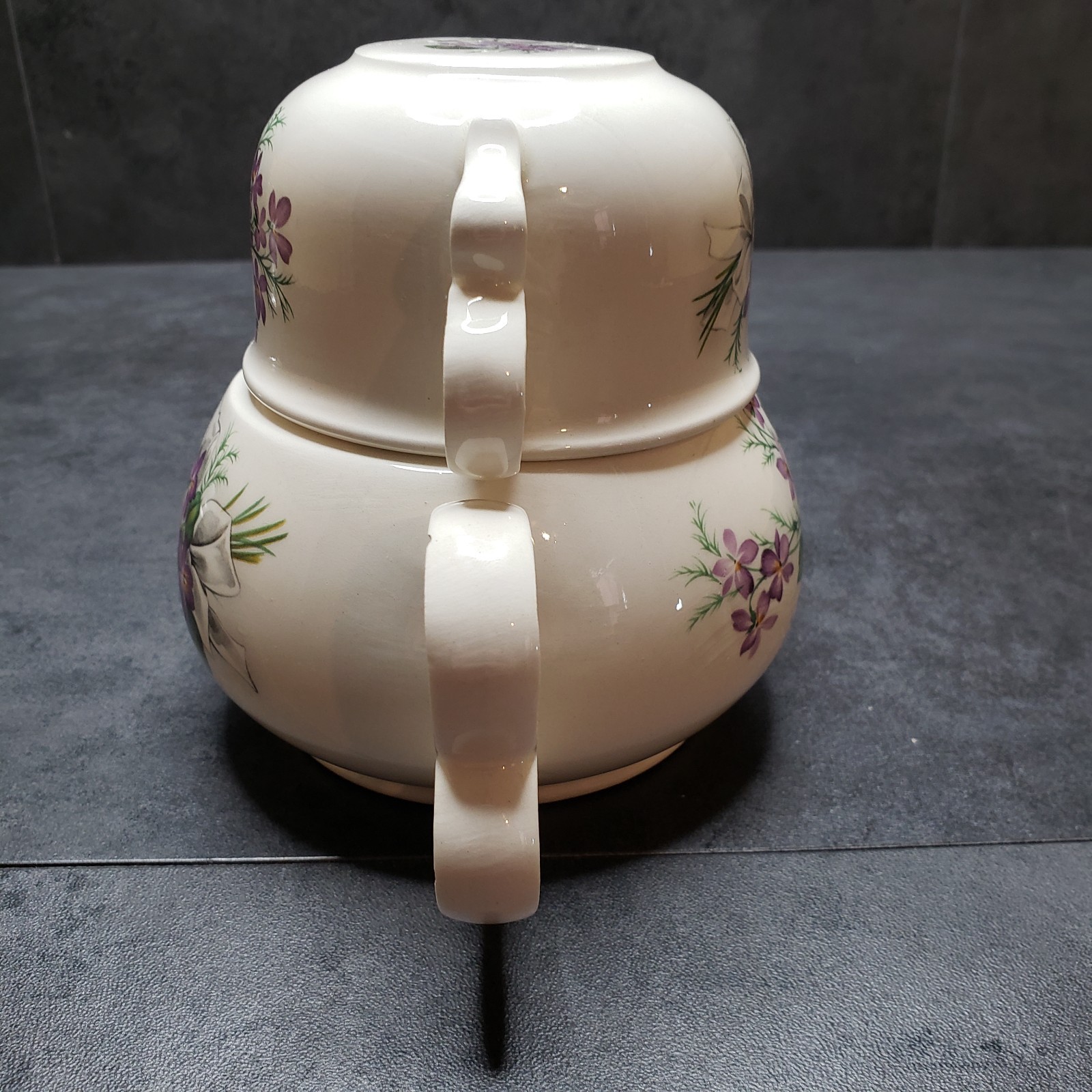 Floral Teacup and Teapot Set with Unique Handle