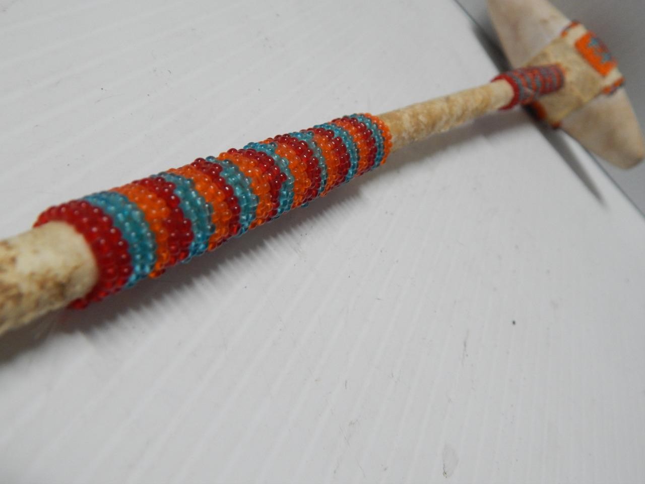 VINTAGE BEADED PLAINS INDIAN SOUTHERN CHEYENNE STONE WAR / DANCE CLUB -