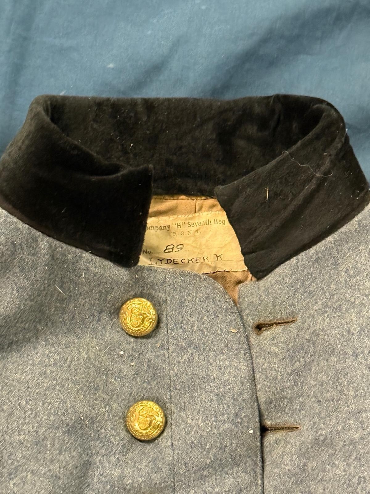 Id’d Lydecker, K Indian Wars National Guard Co. H 7th Regt. Frock Coat Jacket