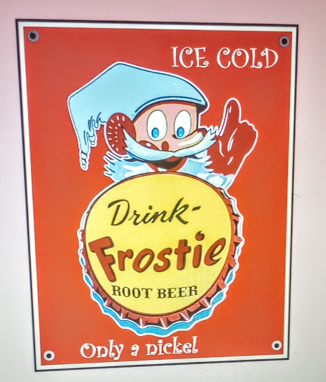 Frostie Root Beer Soda Pop soft drink sign