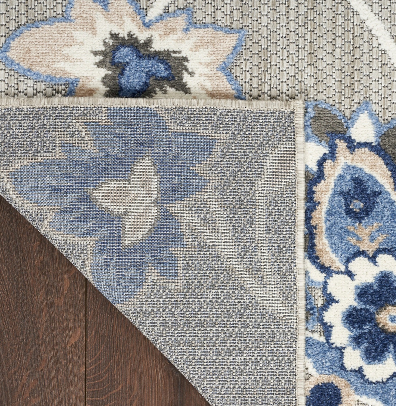 Nourison Home Splash Floral Indoor Outdoor Area Rug 5'x8' Blue Gray Deck