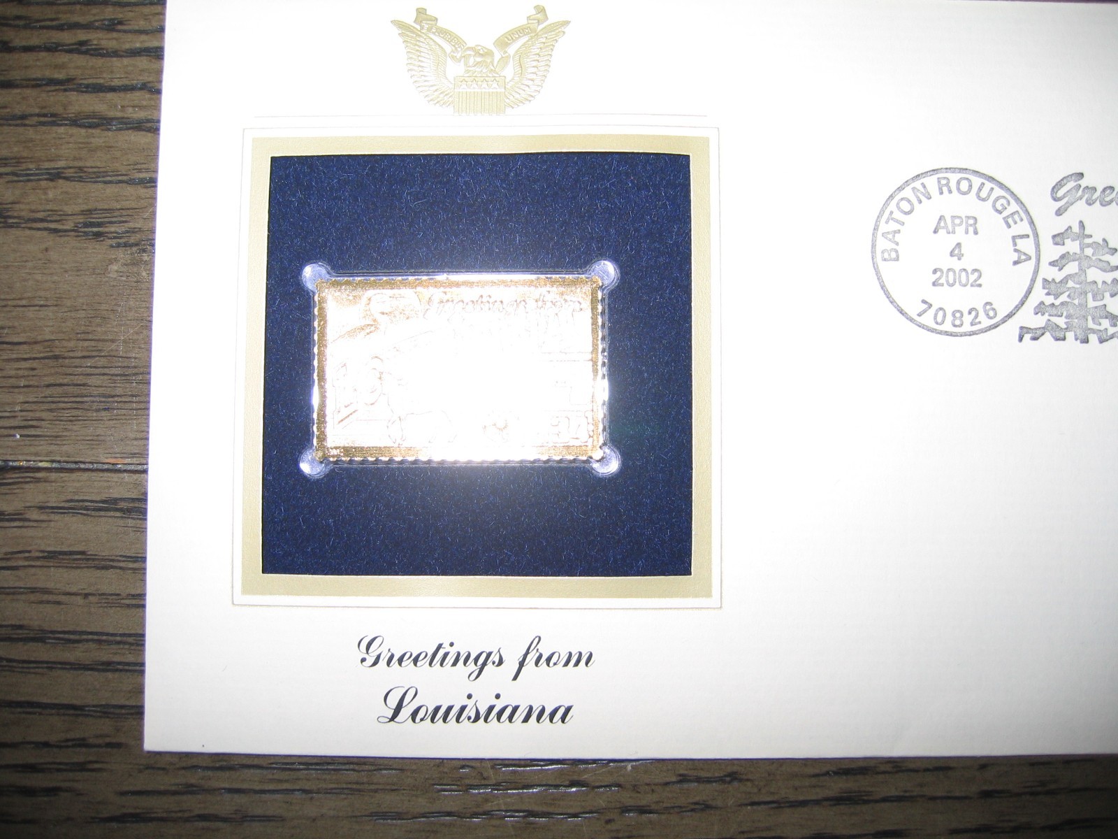 2002 LOUISIANA Greetings From America replica Gold Stamp Golden COVER