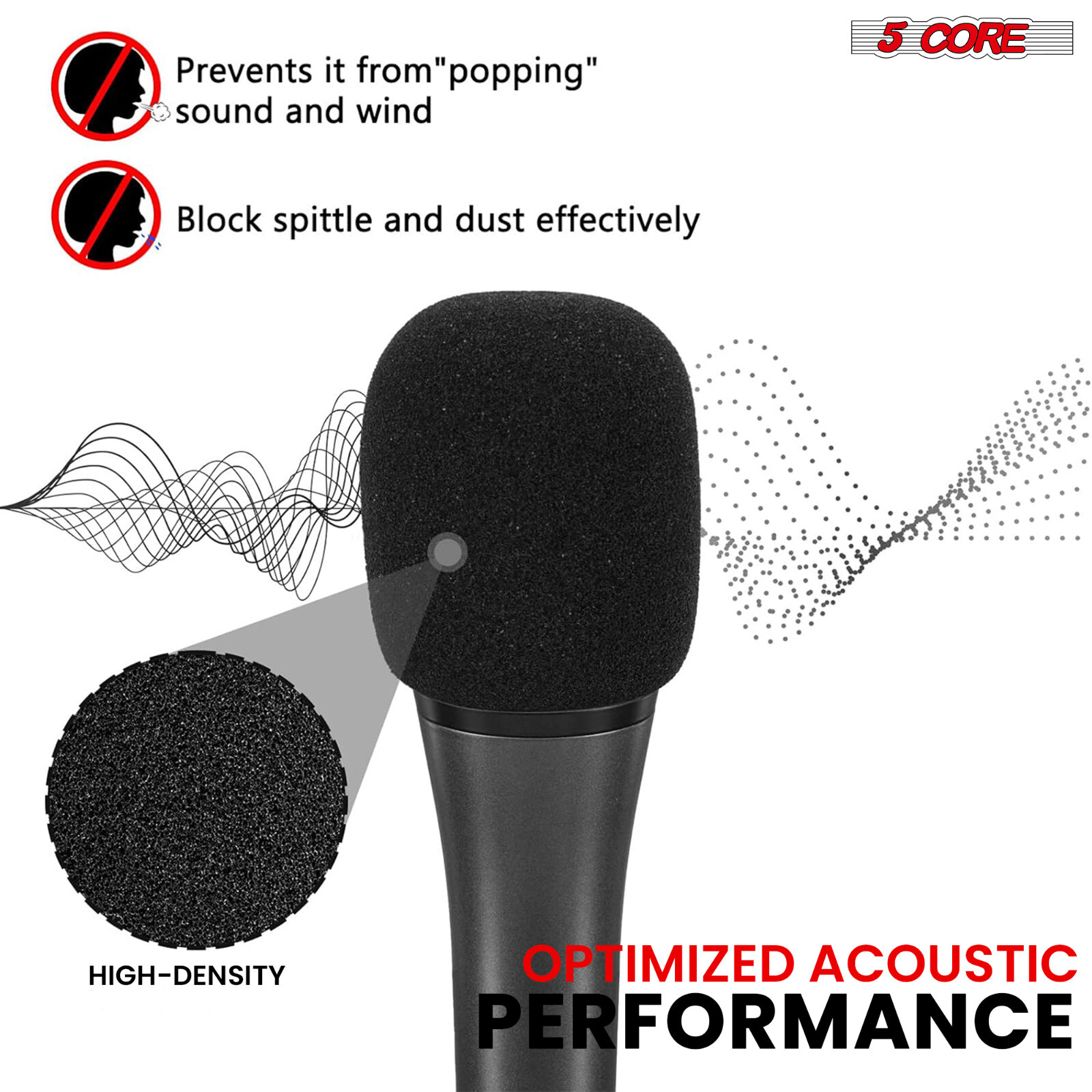 5Core Microphone Windscreen Pop Filter Sponge Foam Wind Shield Mic Cover