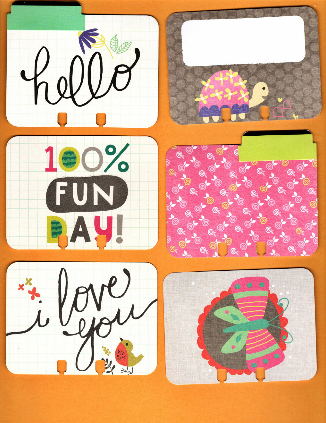 Project Life PLAYFUL (12) MEMORYDEX/ROLODEX CARDS 4 Tabs Double-Sided HANDMADE