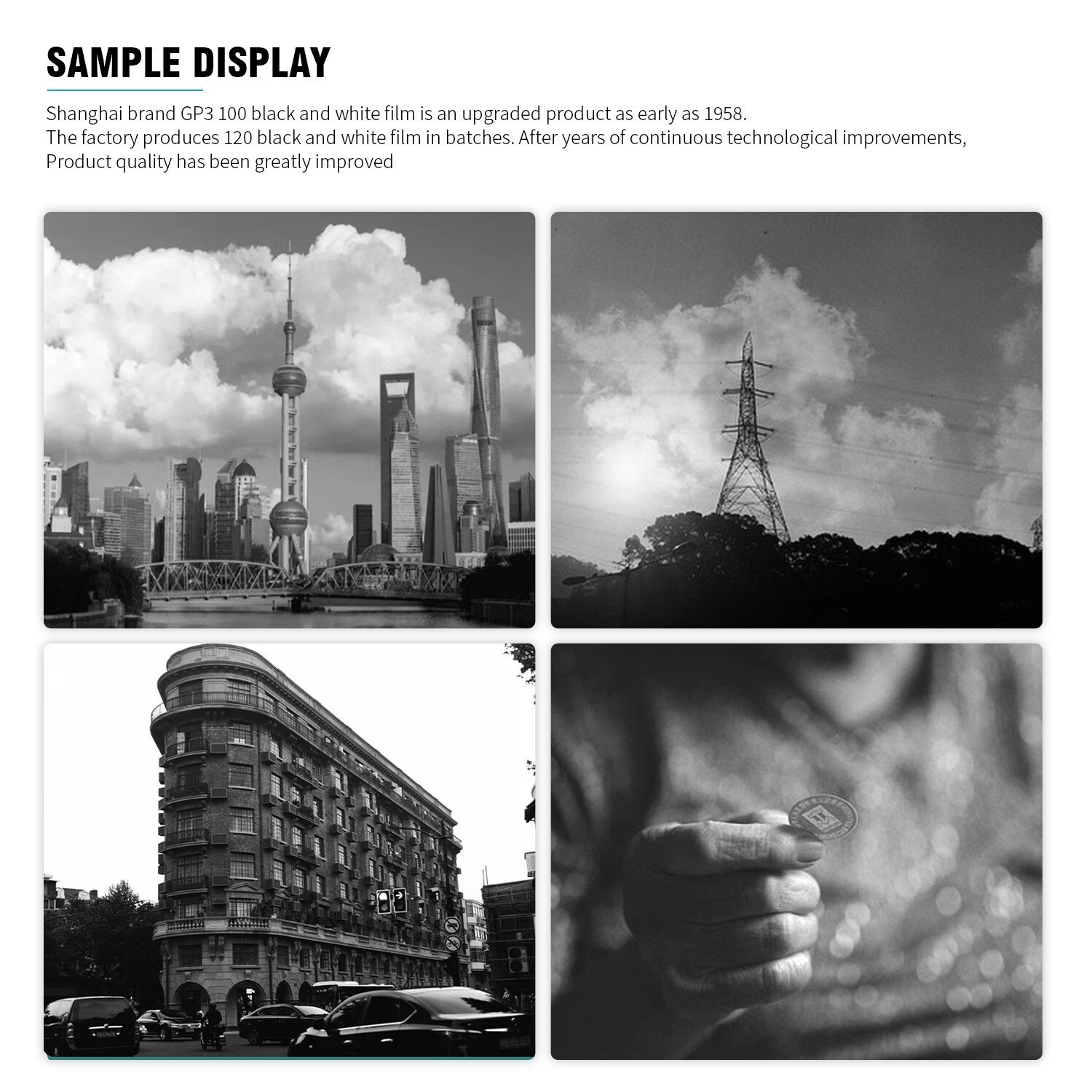 2 Rolls Shanghai GP3 127 Black & White ISO 100 Roll Film Negative Fresh
