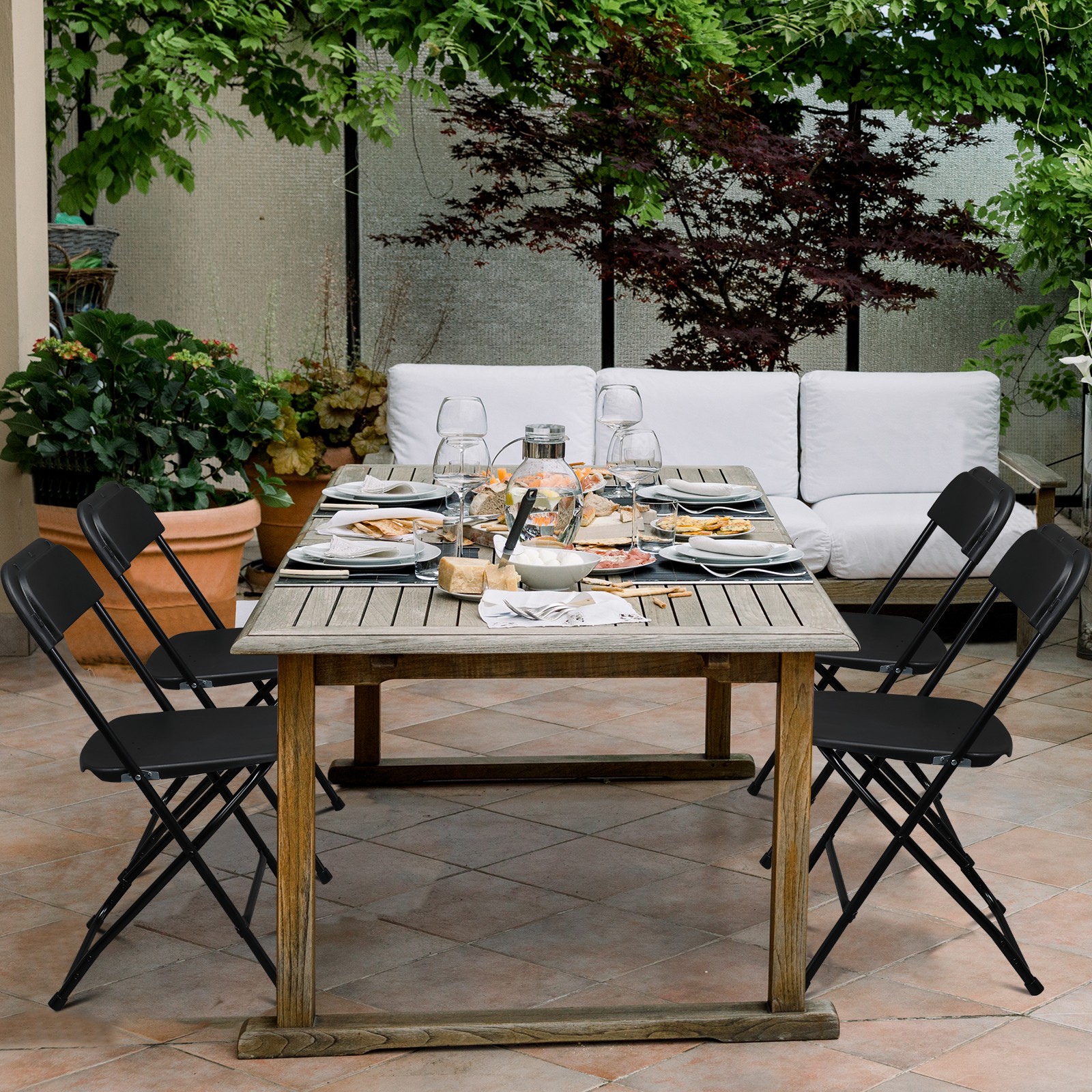 6 PCS Plastic Commercial Wedding Quality Stackable Folding Chairs Party Black