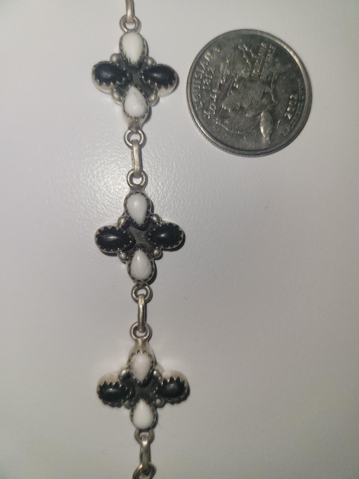 White Buffalo - Sterling Silver 925 bracelet - handmade - full silver back - 8"