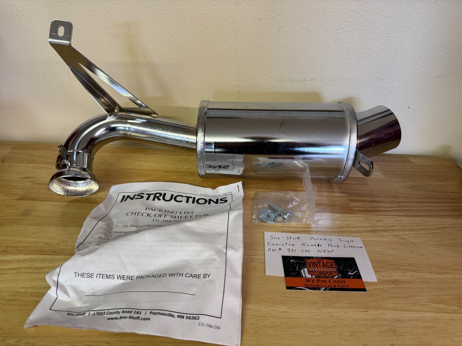 Sno-Stuff Polaris Single Canister Rumble Pack Silencer Part # 331-205 New