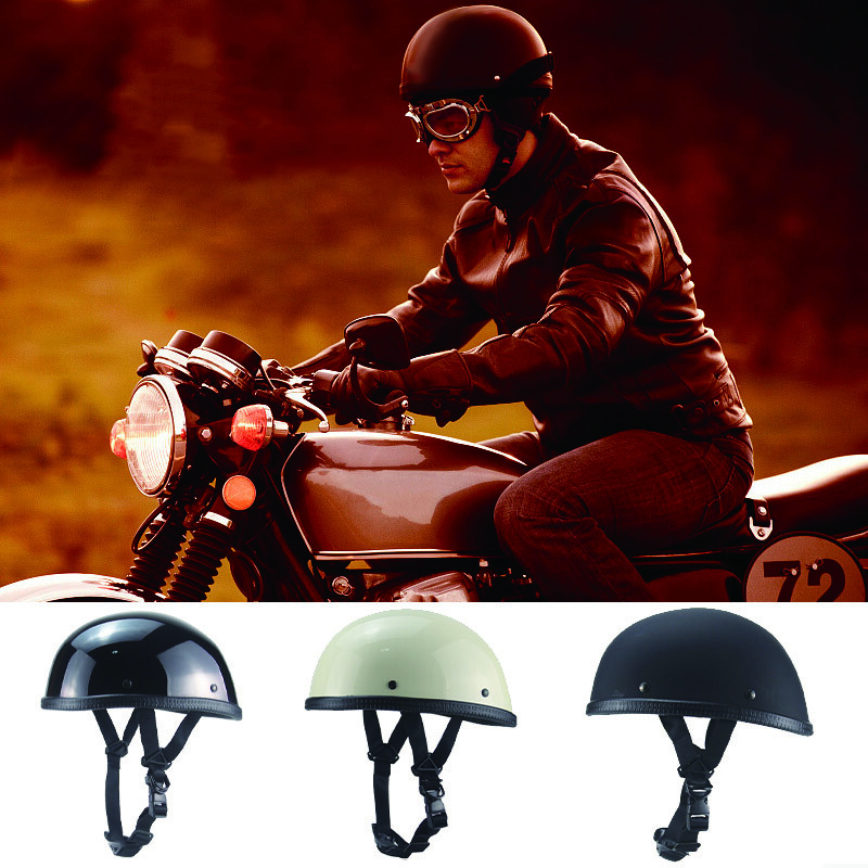 DOT Lightest Motorcycle FLAT Beanie Helmet Half Helmet Cap Skid Scooter Chopper