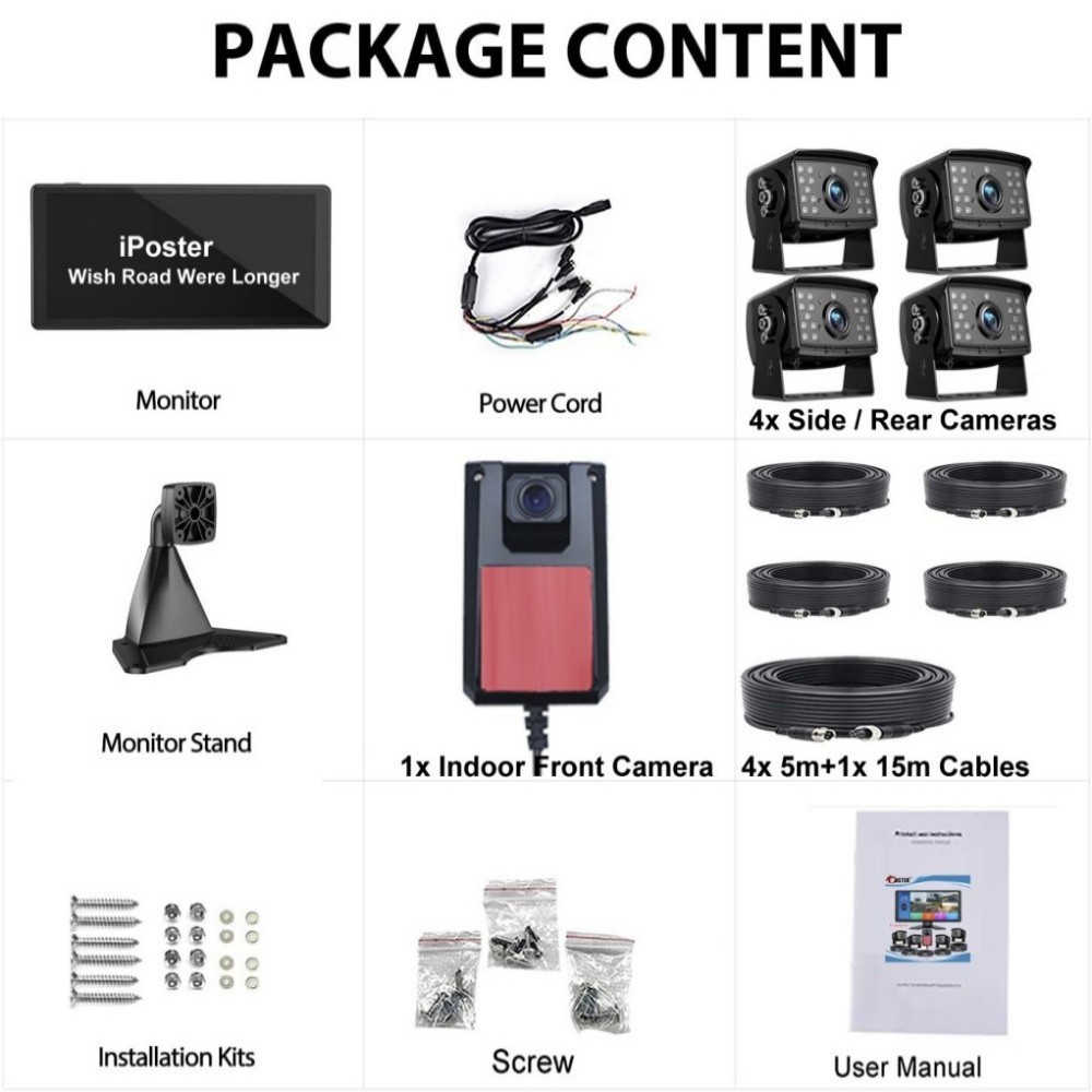 1080P RV Backup Camera 10.36" 4K Touchscreen Monitor DVR for Truck Bus Trailer