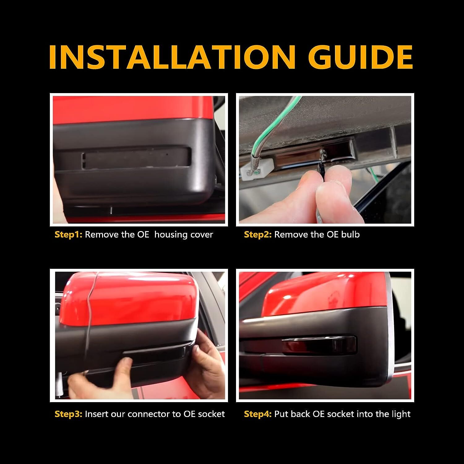 2X White Full LED Mirror Side Lamp Turn Signal Lights For 2009-2014 Ford F-150