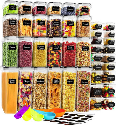 42 Pack Set Kitchen Plastic Food Containers with Airtight Lids Leak Proof