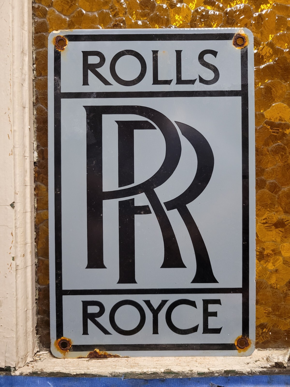 VINTAGE ROLLS ROYCE PORCELAIN SIGN BRITISH AUTOMOBILE DEALER LONDON CAR DEALER