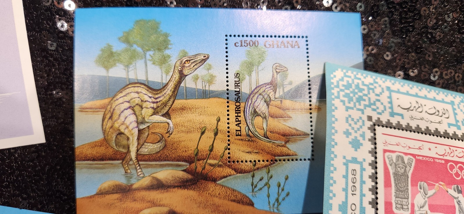 GHANA POSTAGE STAMPS DINOSAUR 1968 ARABIA MAHRA STATE OLYMPIC MEXICO LOT 4" New