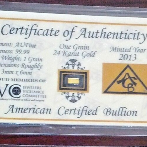 ACB Gold Silver Platinum Palladium 1GRAIN Combo Pack BULLION Bars w/COA's~