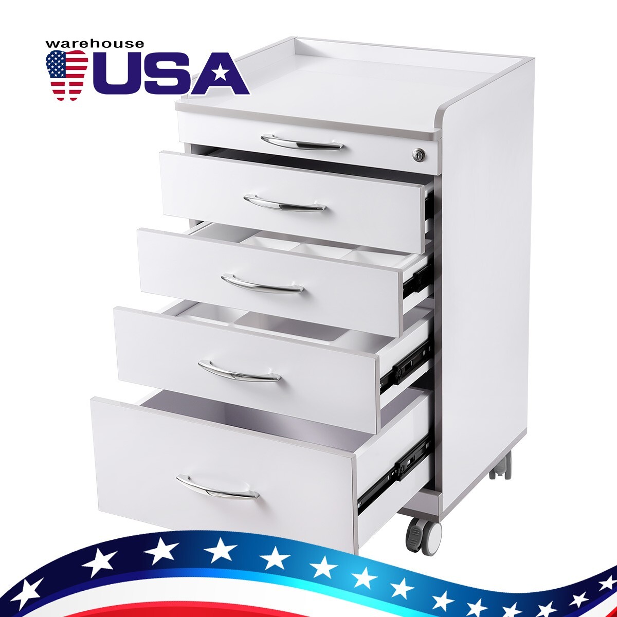 Medical Dental Trolley Carts Mobile Cart Instrument With 4 Drawers 360° wheels