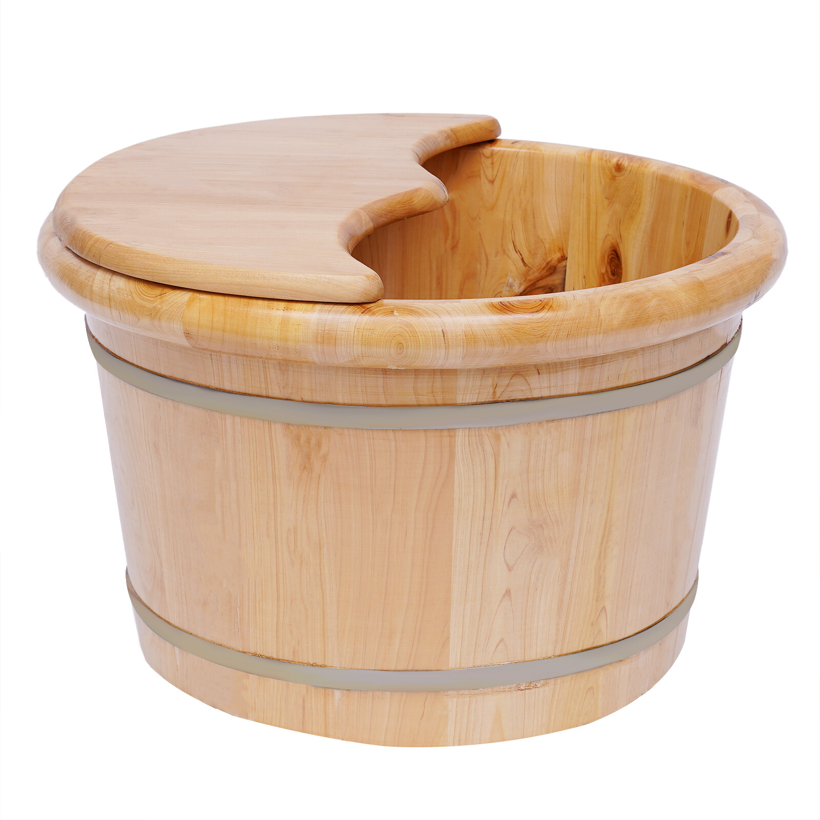 Cedar Wood Foot Basin +Massager Wooden Bucket Foot Bath Massage Plus Cover Plate