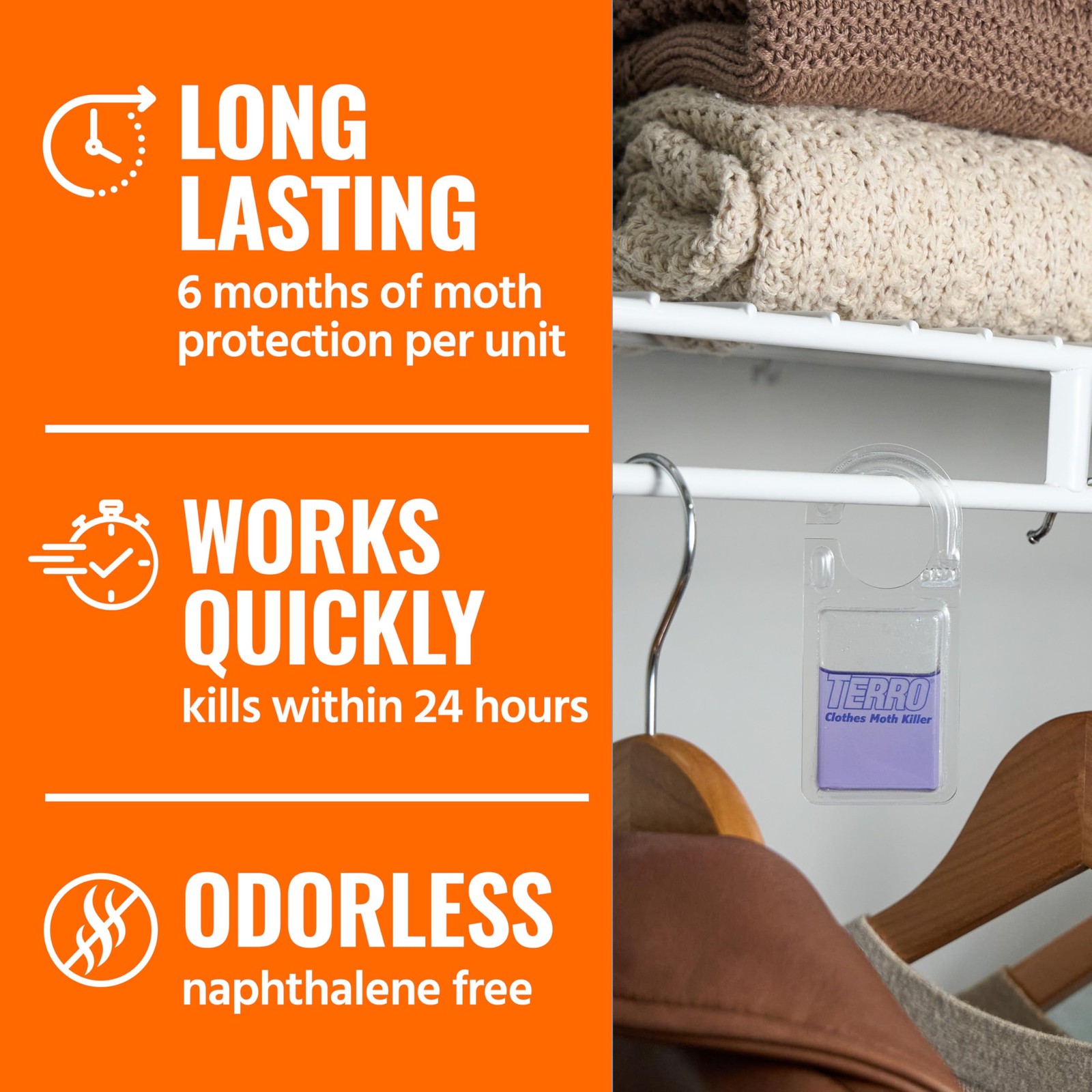 TERRO Clothes Moth Killer – T2903 3 Pack | Kills Adult Clothes Moths, Larvae...