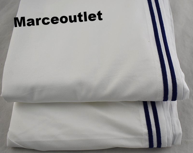 Hudson Park Italian Linens Cotton Percale CAL KING Bedskirt White / Marine