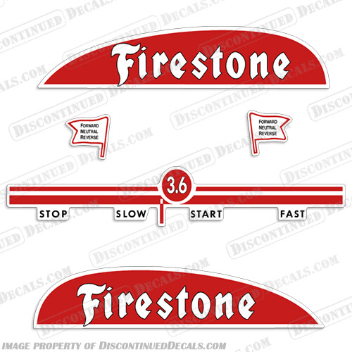 Fits Firestone 3.6hp Outboard Motor Engine Decals - 1948-1951