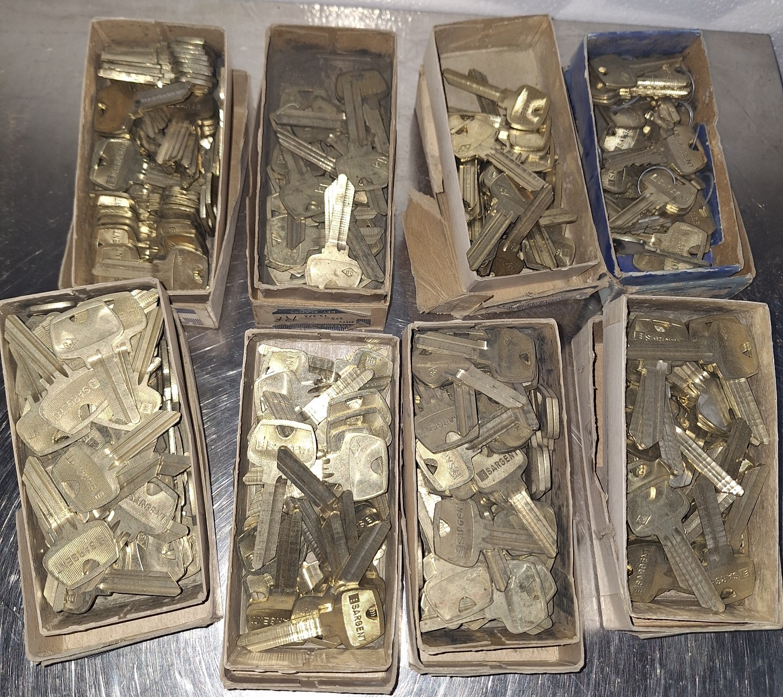 Large Lot of Key Blanks Sargent 8 Boxes Assorted Types 300 + N.O.S.