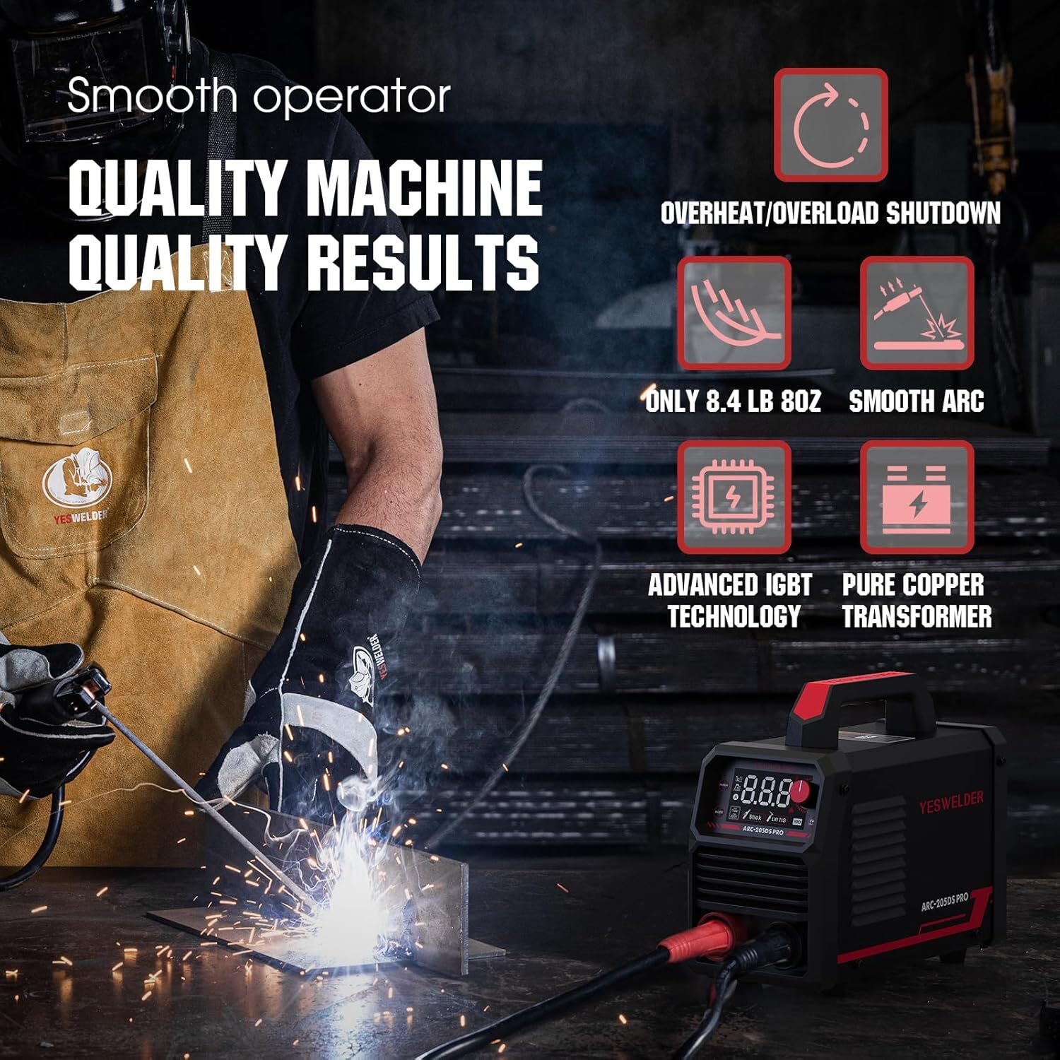 205Amp Stick Welding Machine with Lift TIG Torch 110V/220V, ARC with Hot Start