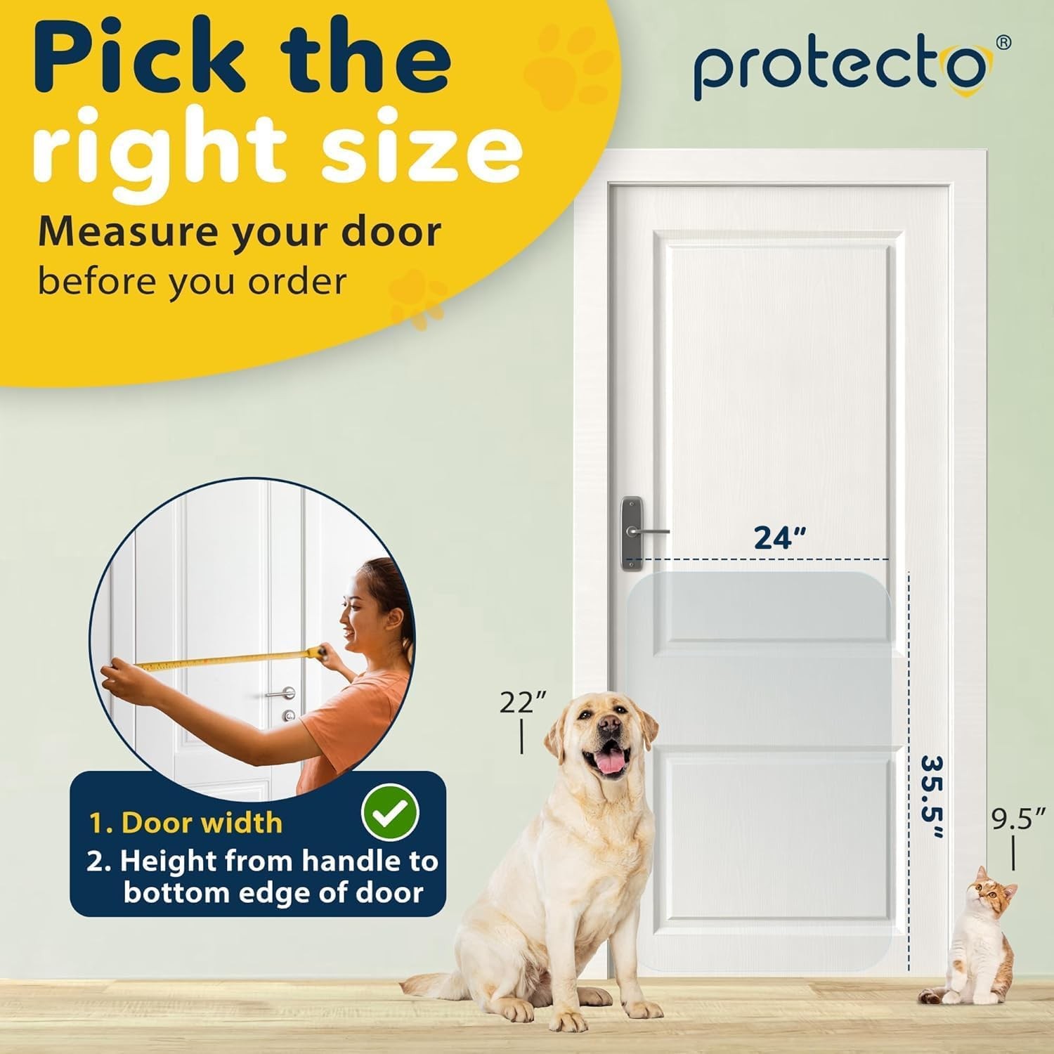 Heavy Duty Door Protector from Dog Scratching, 35 x 24” Clear Door Scratch Pr...