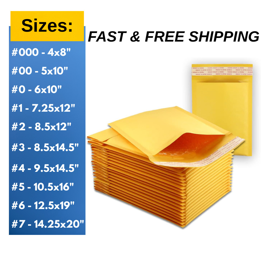 All Sizes 1-500 Kraft Bubble Mailers Padded Envelopes Shipping Mailing Bags