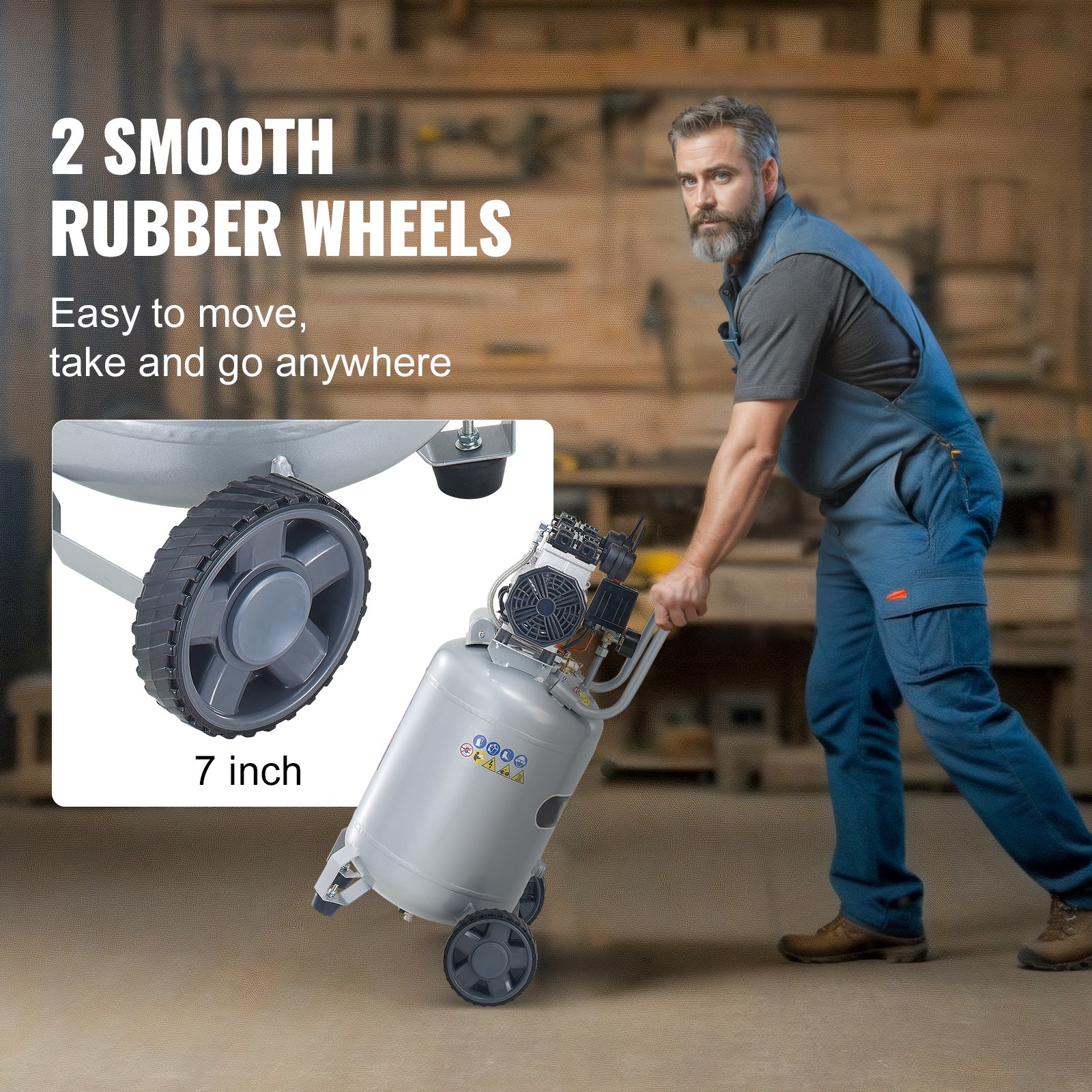 13 Gallon Air Compressor 2HP 4.6SCFM@90PSI Oil Free Air Compressor 125PSI