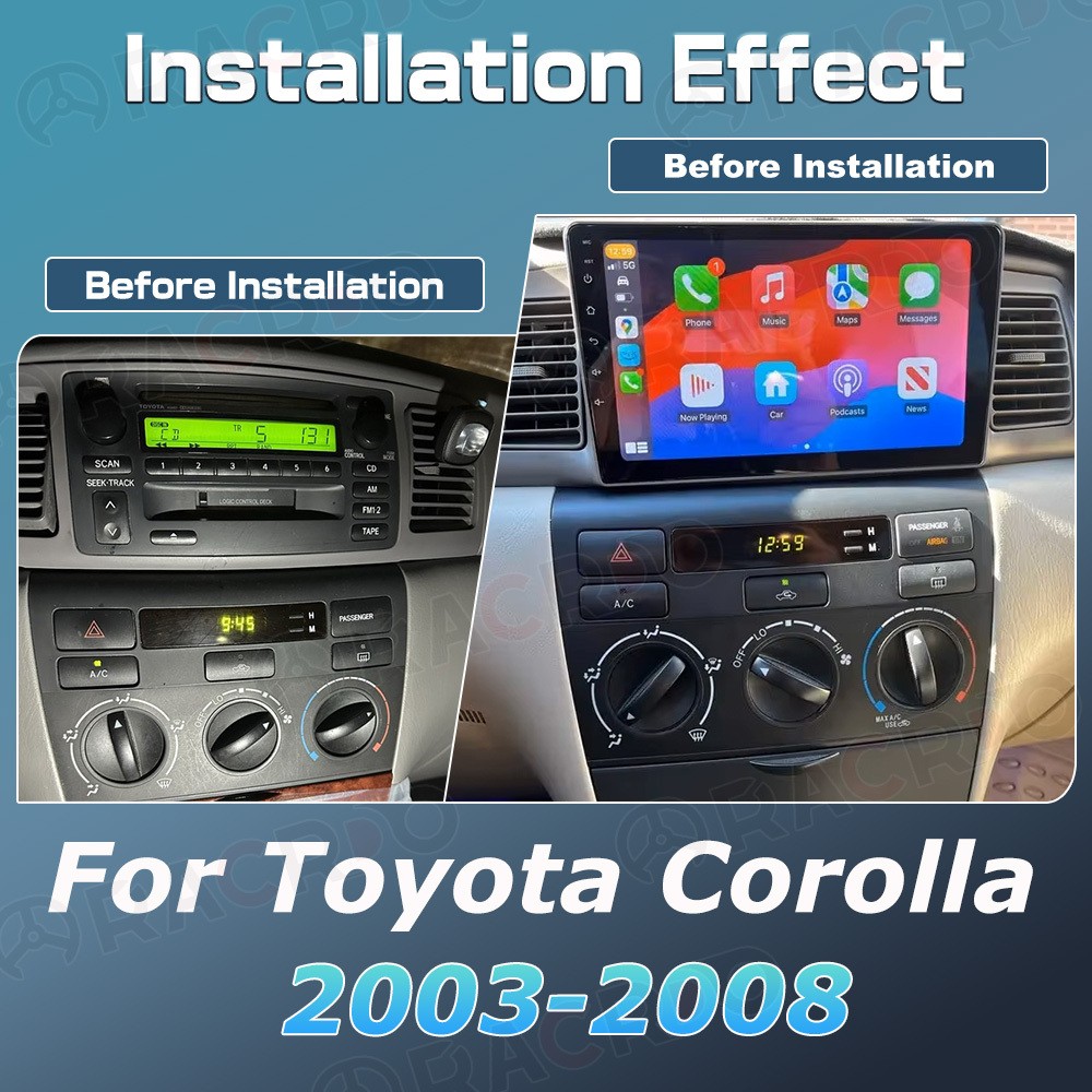 64G For Toyota Corolla 2003-2008 Car Stereo Radio Carplay Android15 GPS WIFI SWC
