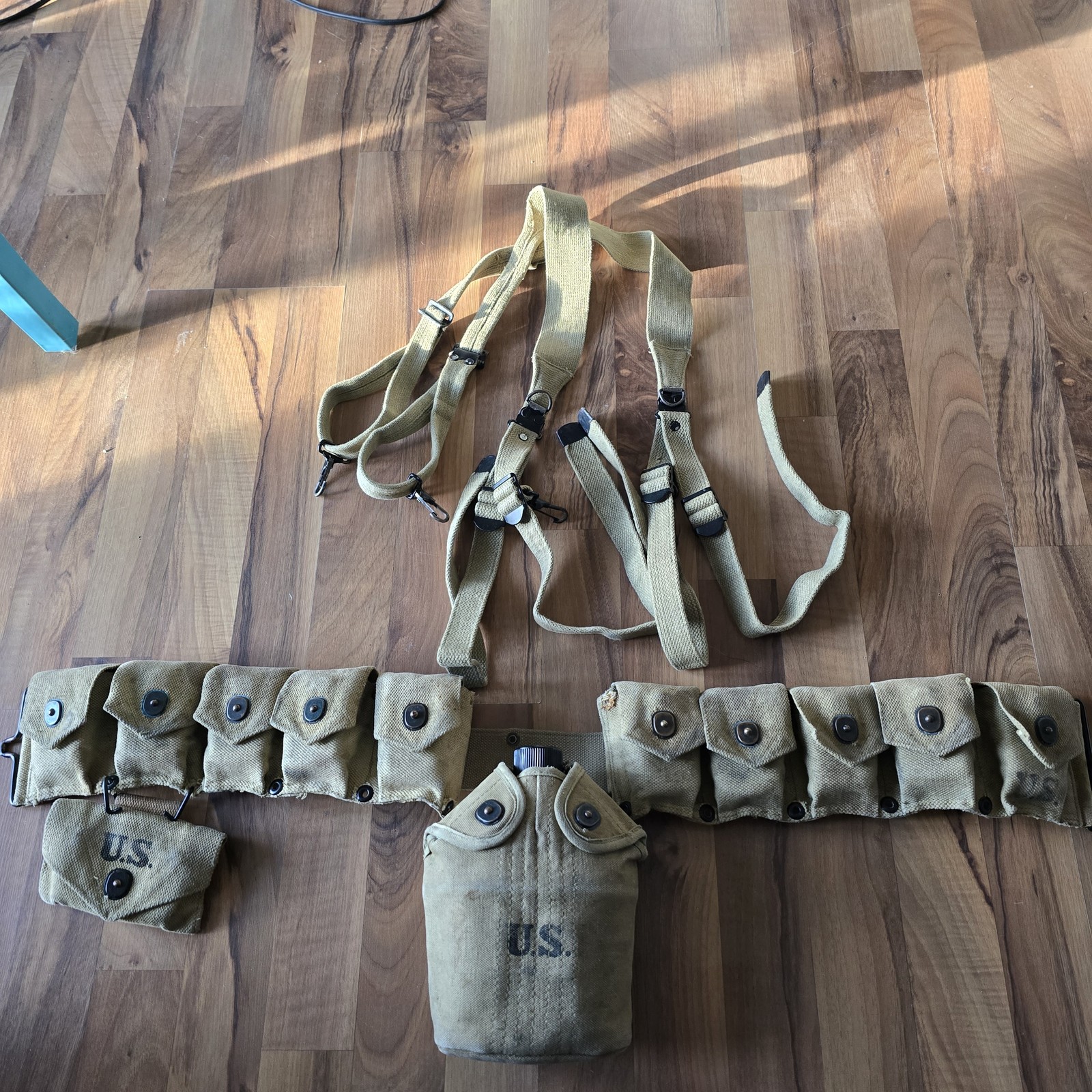 USMC Cartridge Belt Suspenders Canteen First Aid Wharton Mfg For Reenactment