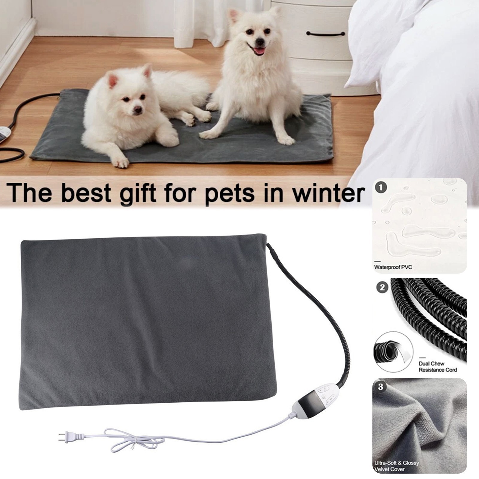 Large Pet Heating Pad Electric Blanket Waterproof Mat Warmer Washable Dog Cats