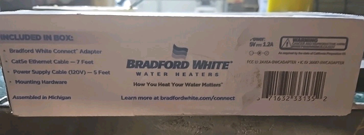 Bradford White Connect Adapter + Mobile App NIB