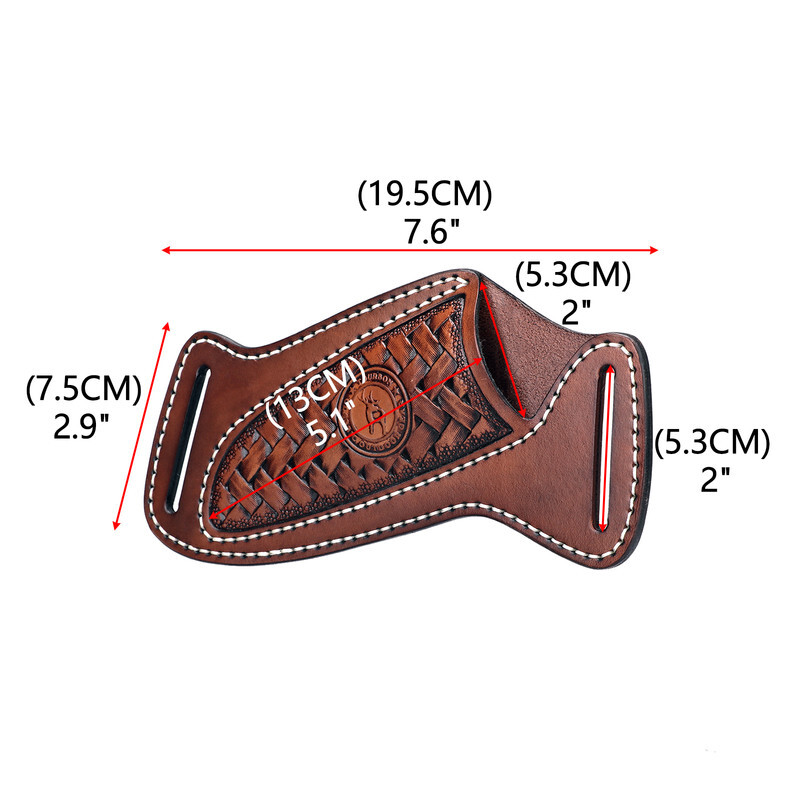 TOURBON Leather Engraved Fixed Blade Knife Sheath Belt Pouch EDC Knives Case