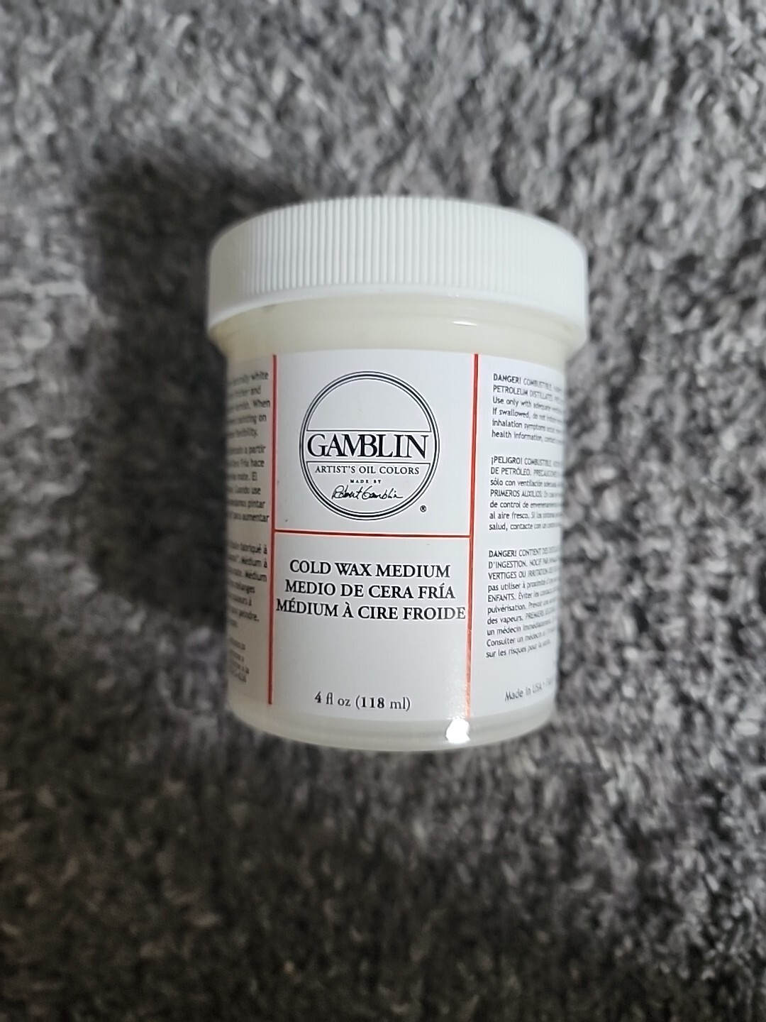 Gamblin Artist Colors Cold Wax Oil Painting Medium Clear 4oz Jar