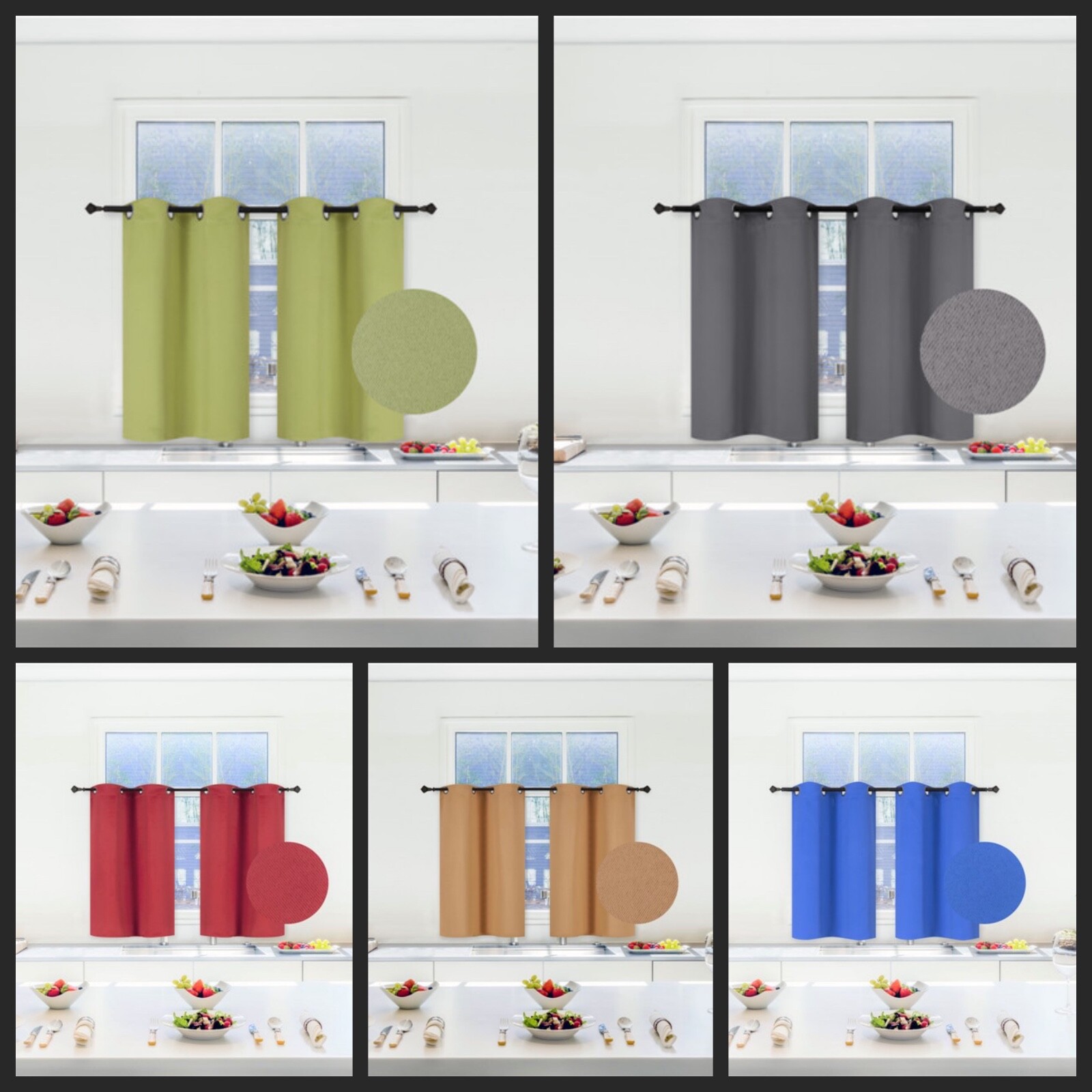 Kitchen Window Curtain Thermal Insulated Blackout Grommet Isolates K30 K54