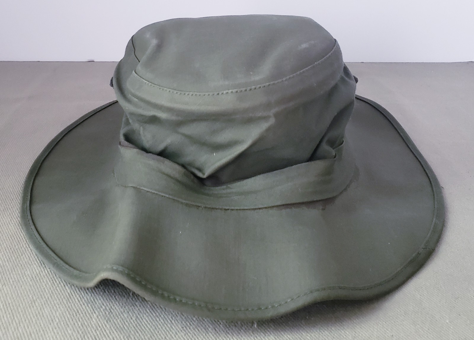Vietnam Era US Army Rubberized Cotton Rain Hat Boonie Cap OG-107
