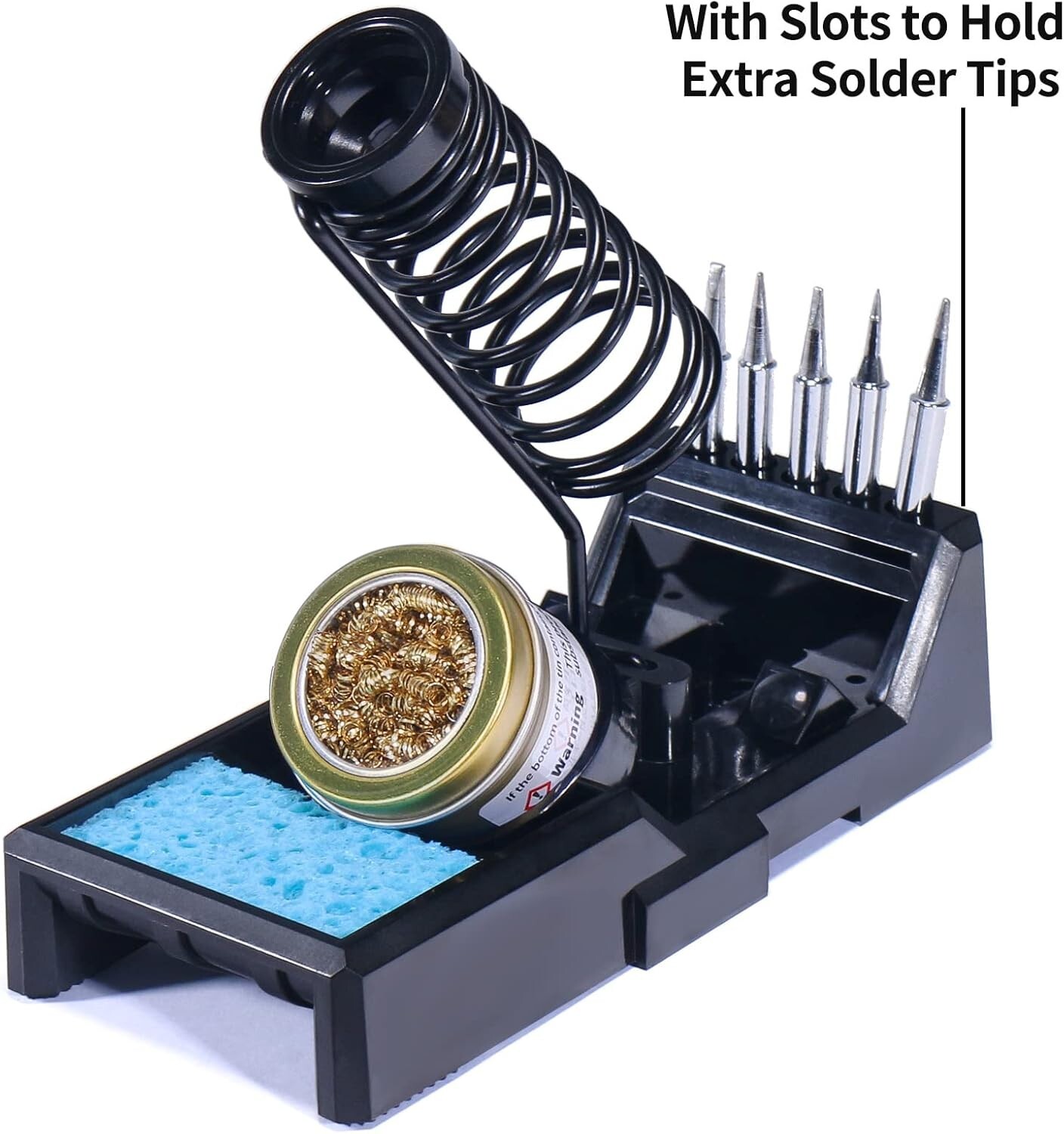Premium Soldering Iron Holder With Brass Wool, Cleaning Sponge And Tip Holder
