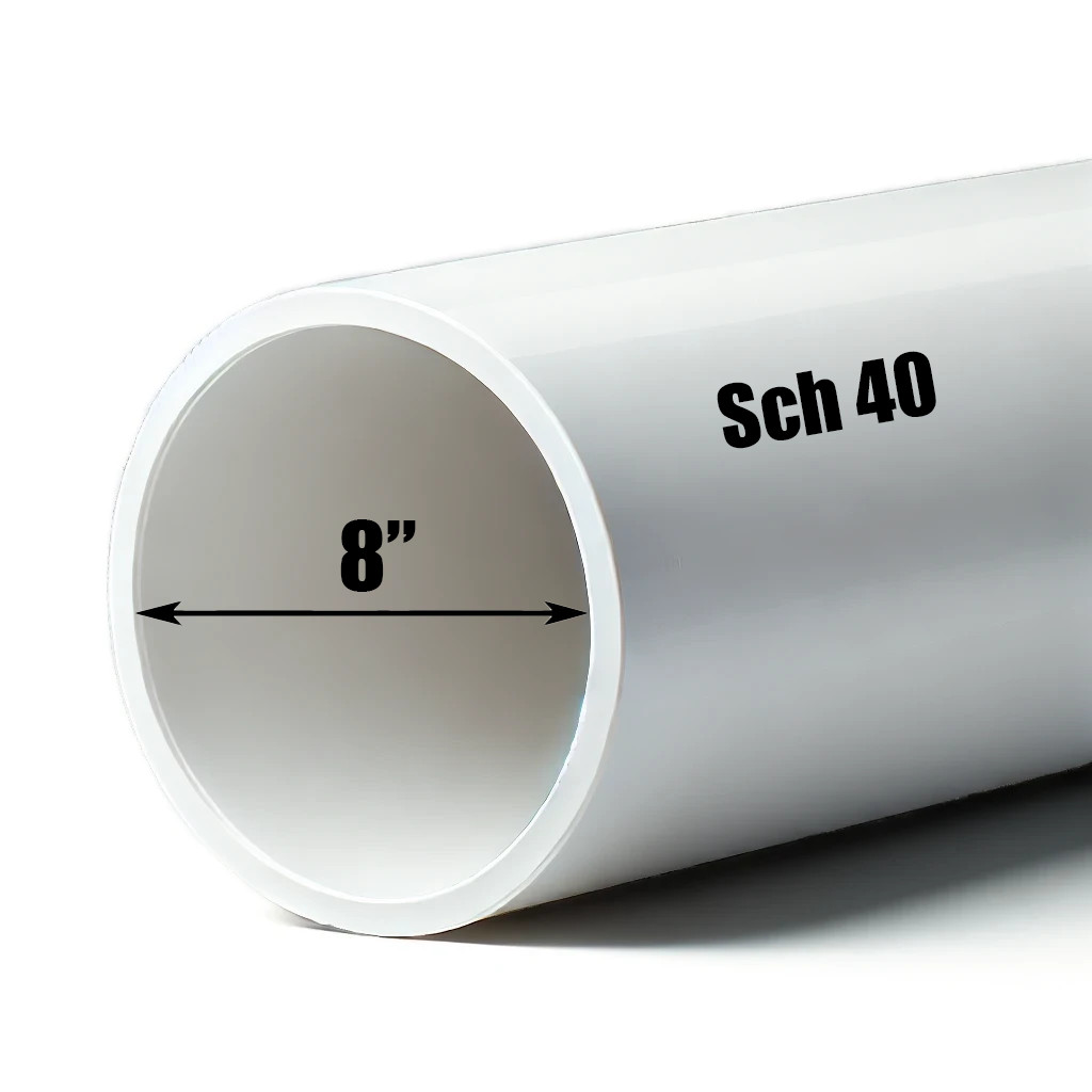 8" PVC Pipe | Schedule 40 | Custom Cut Lengths 12"-96" | Plumbing & Culvert Pipe