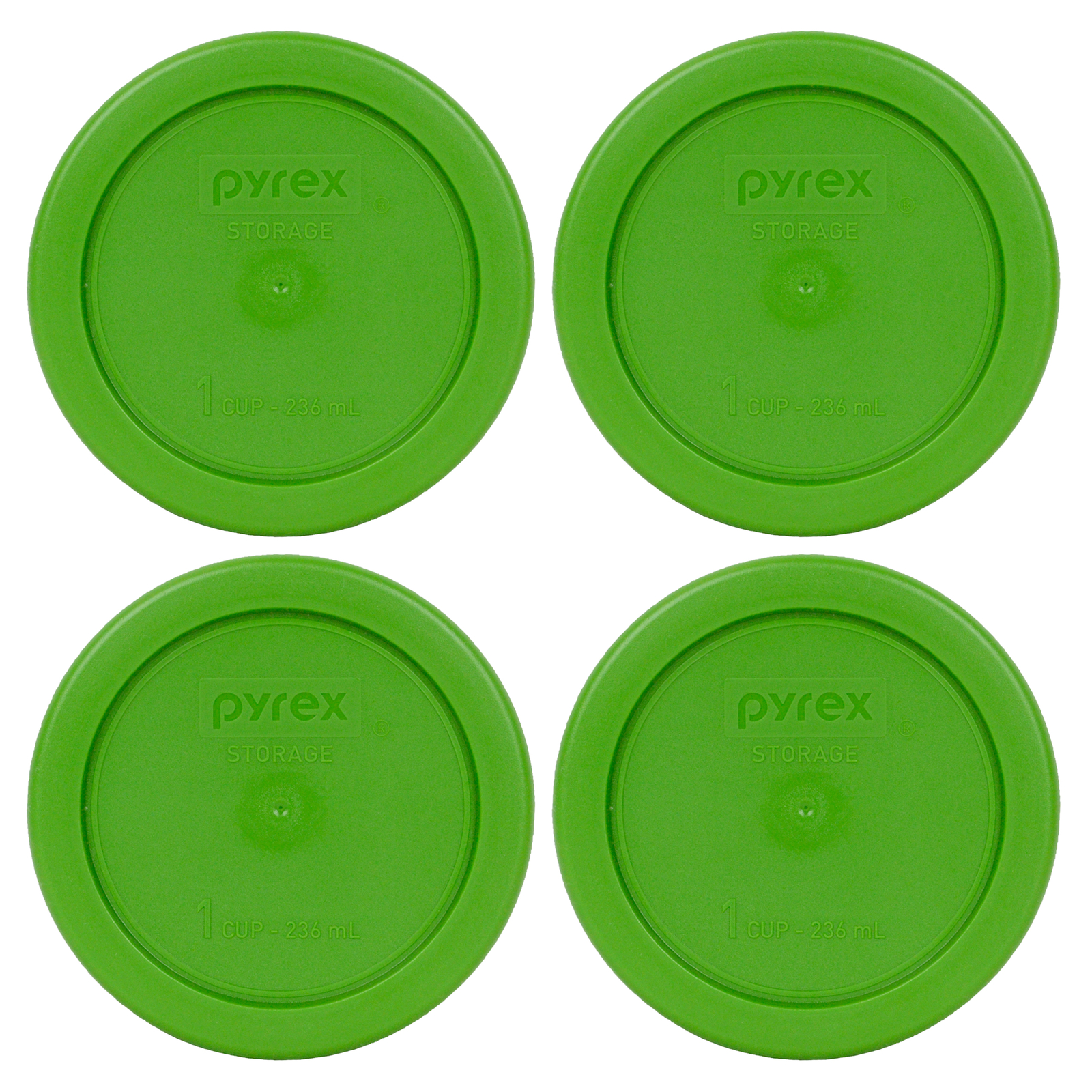 Pyrex 7202-PC 1 Cup Lawn Green Plastic Replacement Lid Cover 4PK for Glass Bowl