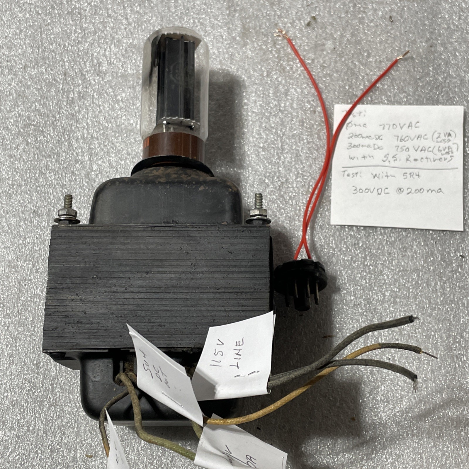 Admiral Power Transformer With 5R4Tube All Outputs Tested (see Description)