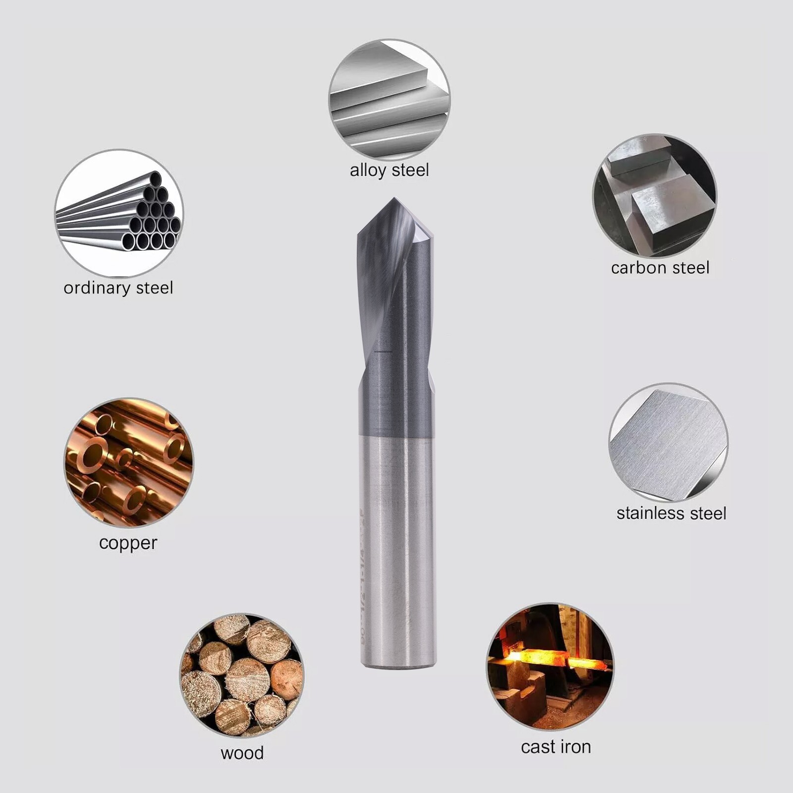 2PCS 2 Flute 1/2"x1-1/4"x3" 90 Degree Solid Carbide Spot Drill - AlTiN Coated